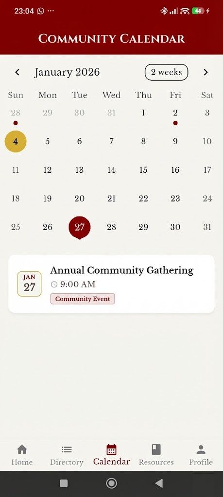 Community calendar