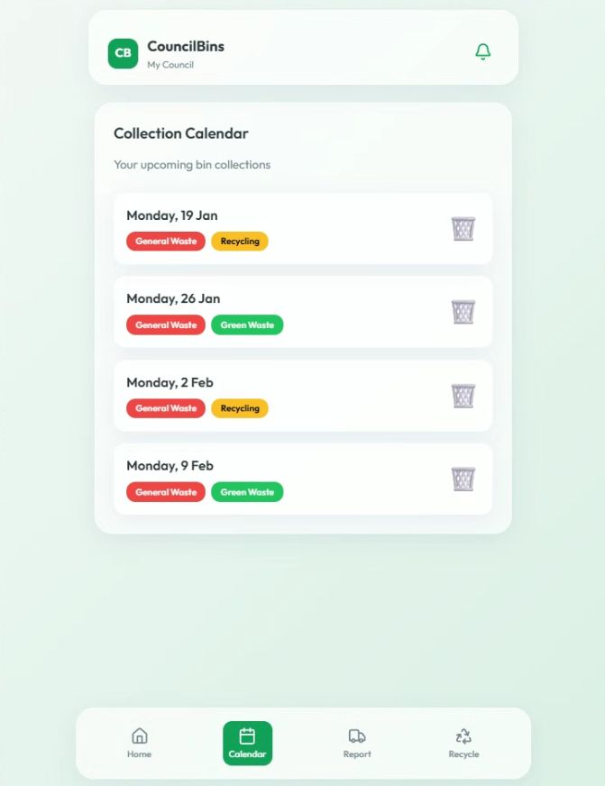 CouncilBins collection calendar